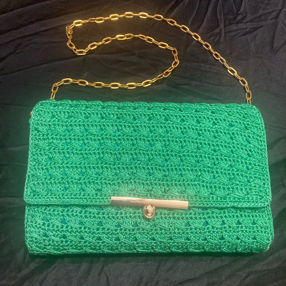 Elegant Green Crochet Chain Bag 💚